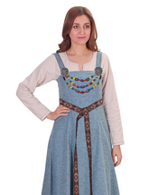 ANNA Wool Blue- Medieval Viking Wool Apron Dress